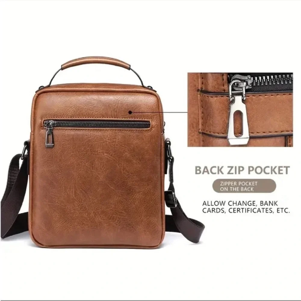 Weixer Crossbody Men’s Shoulder Bag Vintage Leather Vertical Hand Business NWOT